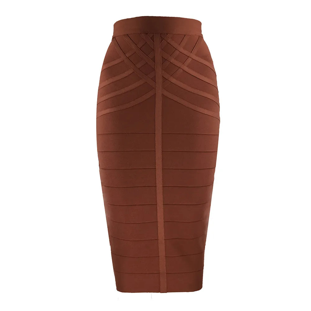 9 Colors Women Elegant Over Knee Bodycon Bandage Skirts