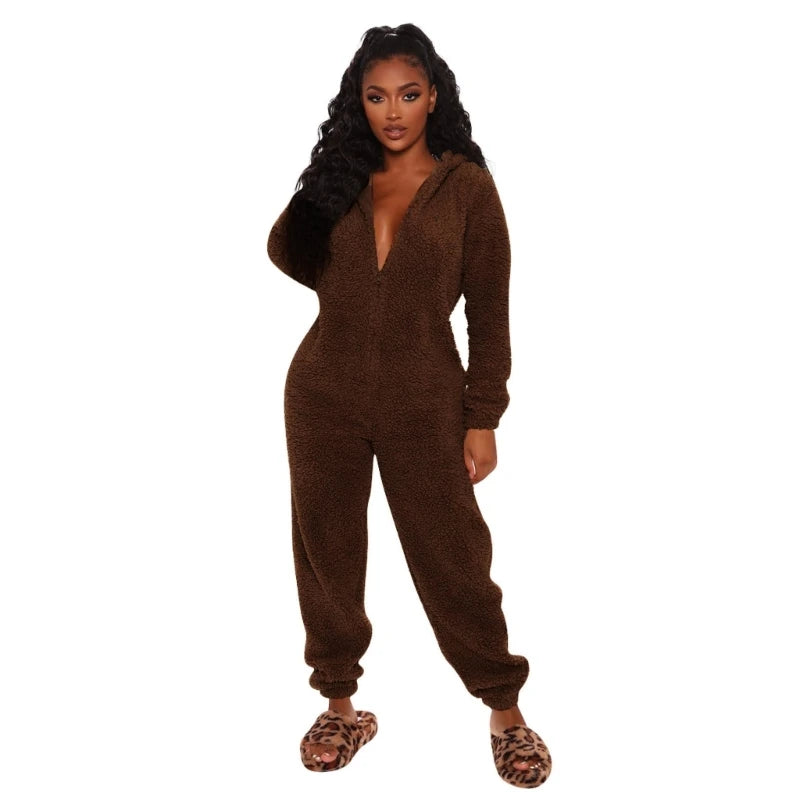 Womens Winter Warm Onesie Pajamas Fuzzy Fleece