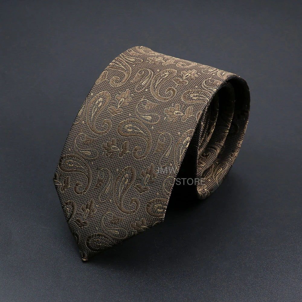 New Design Wedding Men Tie Grey Brown Green Paisley Flower Neckties Men Business Dropshipping Groom Collar Accessories Gift