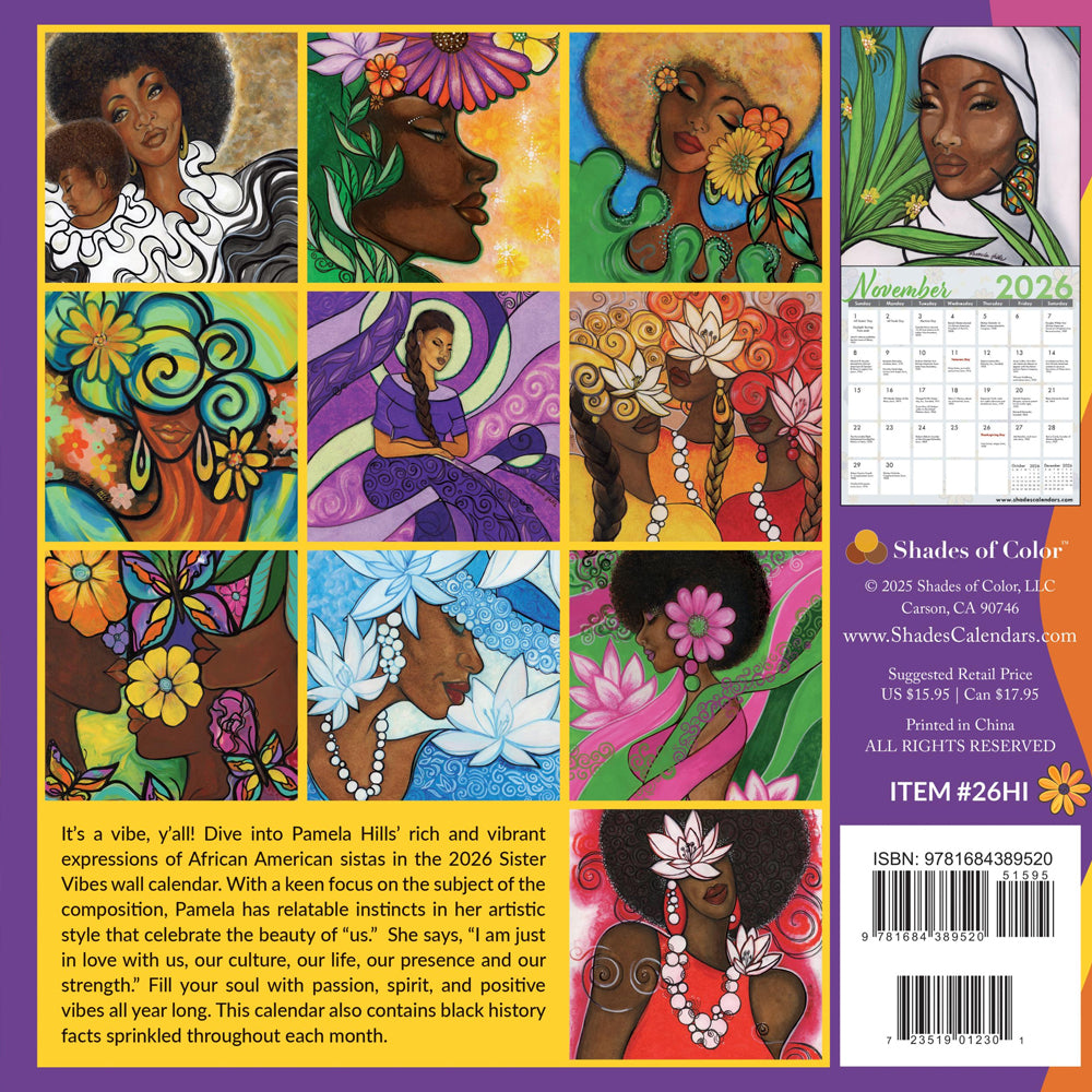 Sister Vibes 2026 African American Wall Calendar