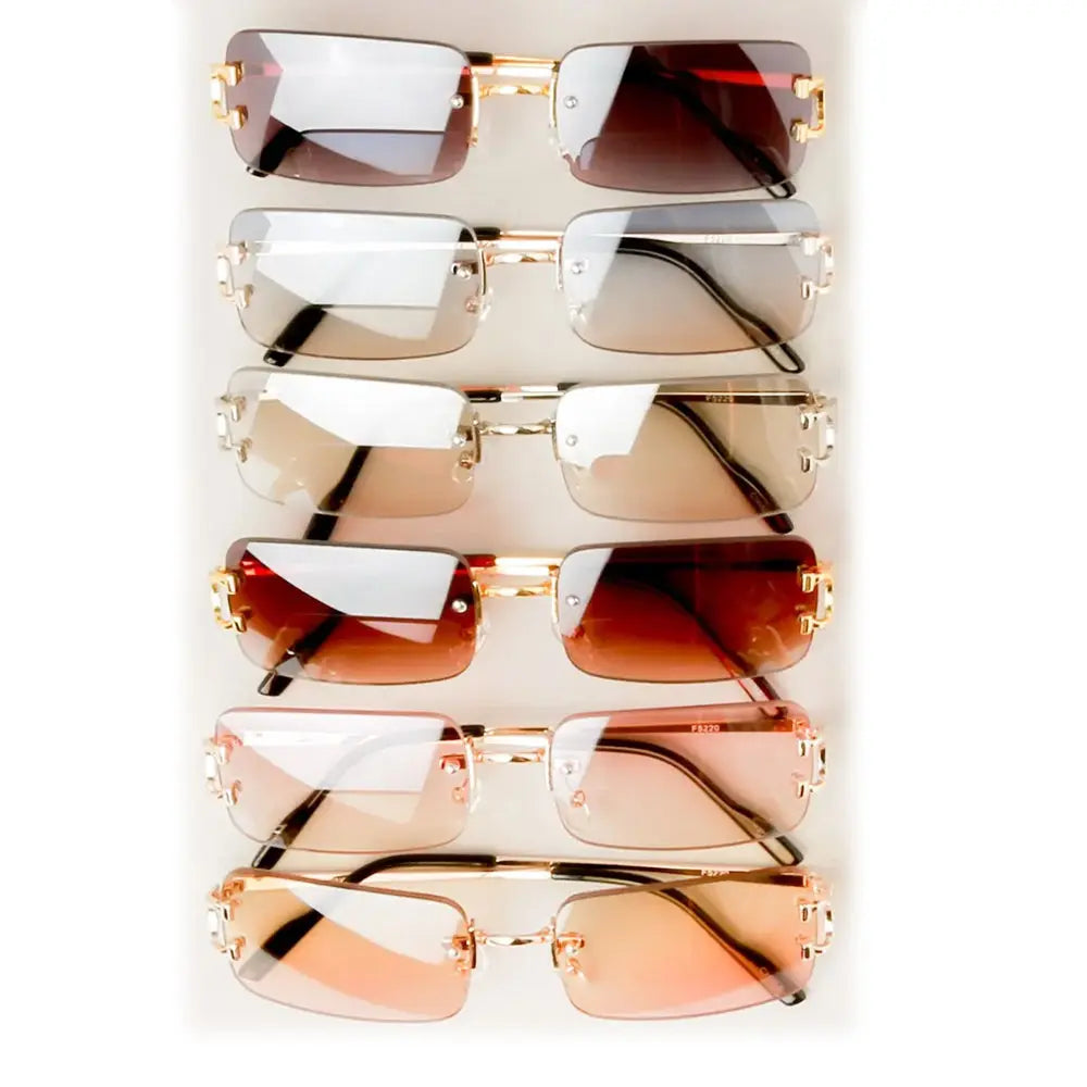 Unisex Tinted Rimless Rectangular Sunglasses Faire