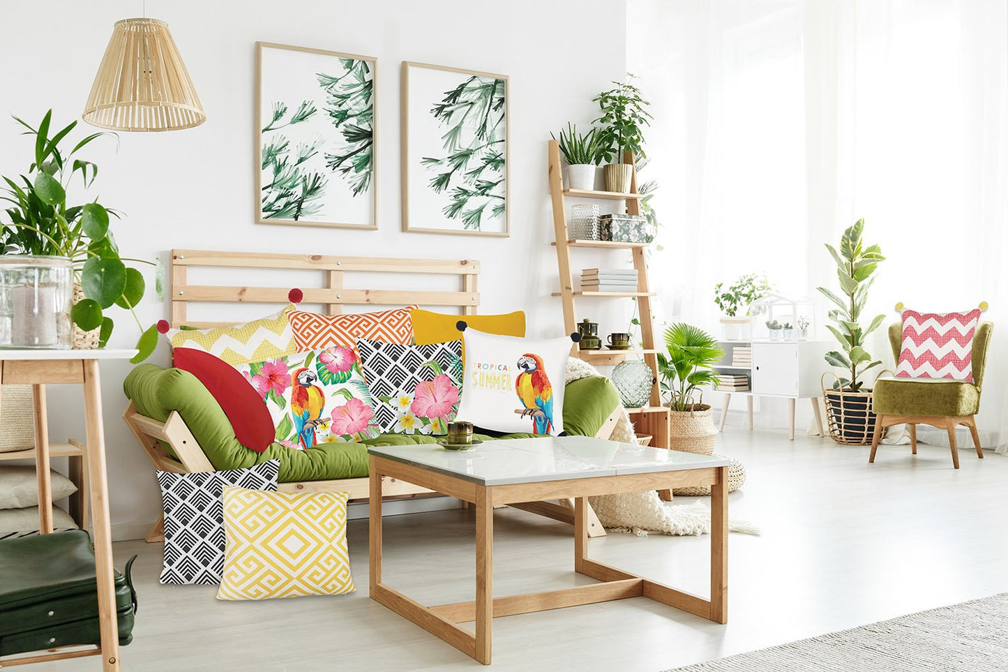 Tropical Orange Greek Square 18" Throw Pillow Cover & Insert