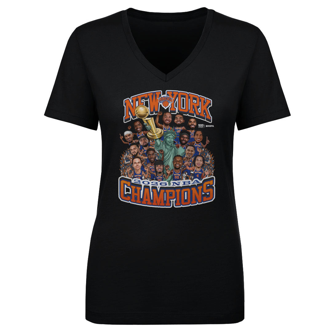 New York Knicks NBA Finals 2026 Champions Caricature WHT 500 LEVEL