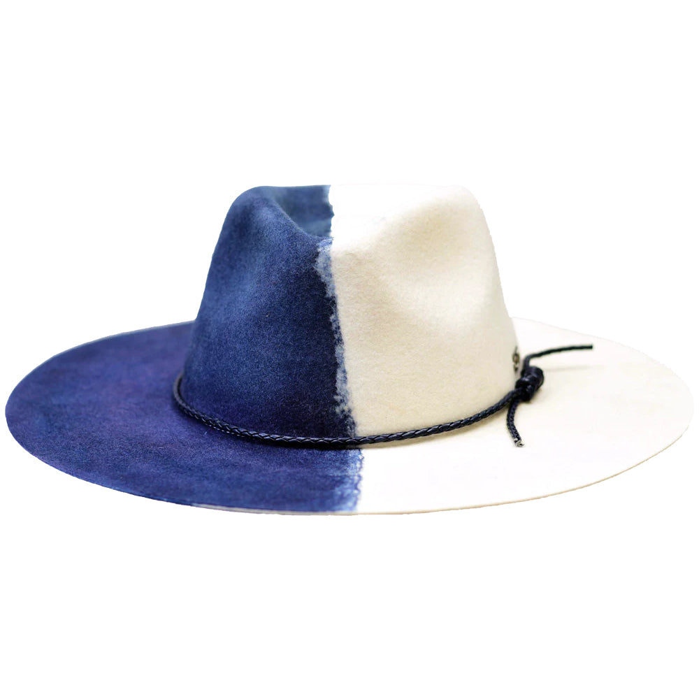 Men's Wool Felt Fedora Hat Flat Wide Brim