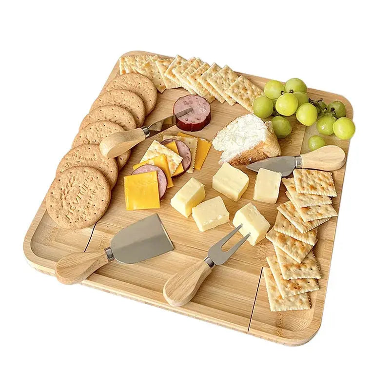 Cheese Plate Suit Snack Plate Platter Bread Board Fruit Dessert Tray Western Food Outdoor Portable Cheese Plate FashionMojos.com