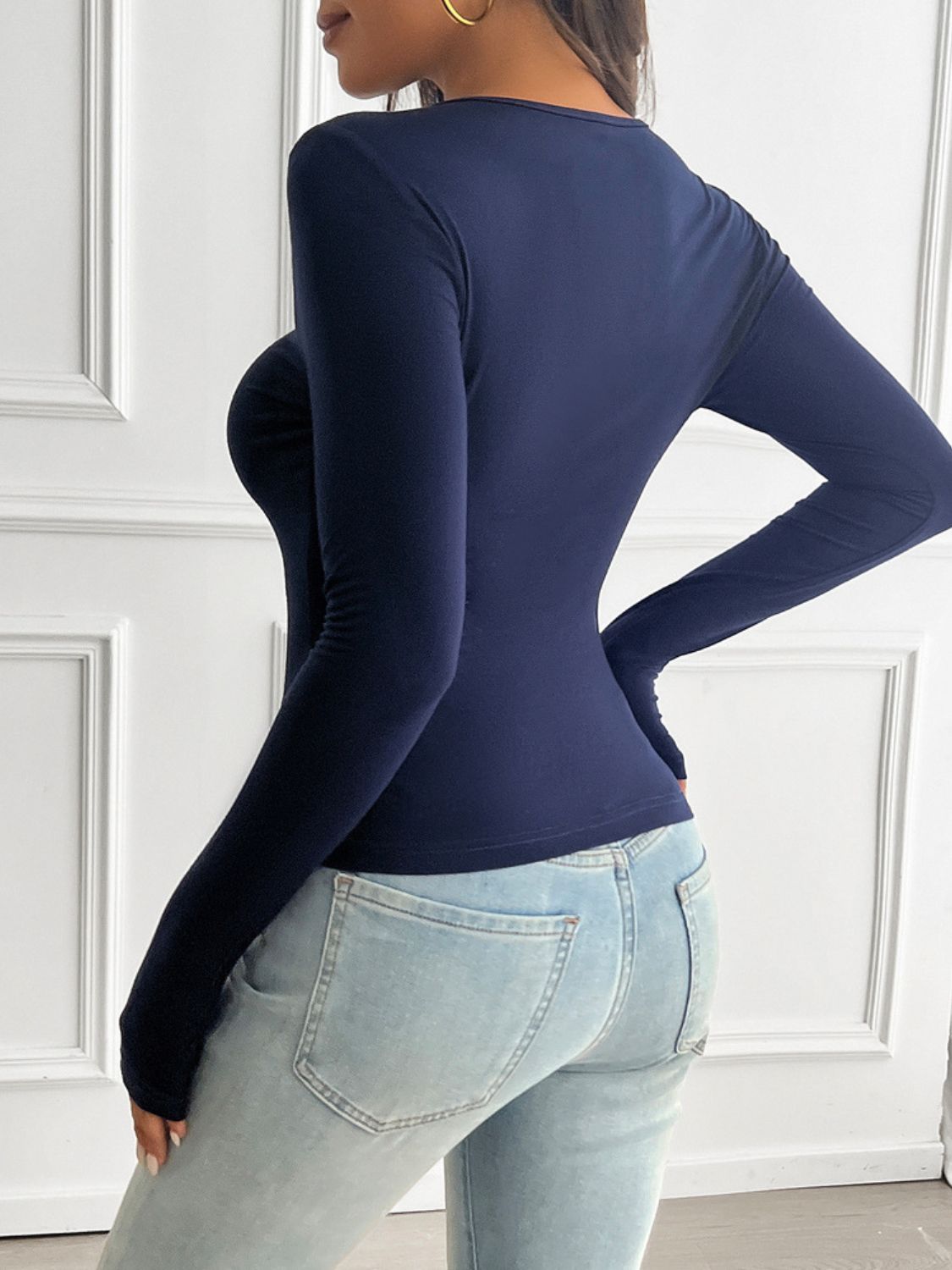 Devine Round Neck Long Sleeve T-Shirt Trendsi