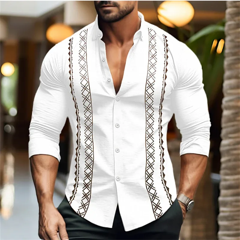 Men Lapel Shirt Button Luxury Party Casual Party Tiger Eagle HD Pattern Plaid Stripe Fashion Sports Comfortable Soft New S-6XL