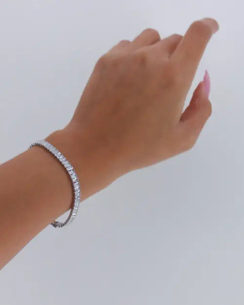 Icy Tennis Bracelet 925 Sterling Silver & 18 Karats Gold Plated. FashionMojos.com