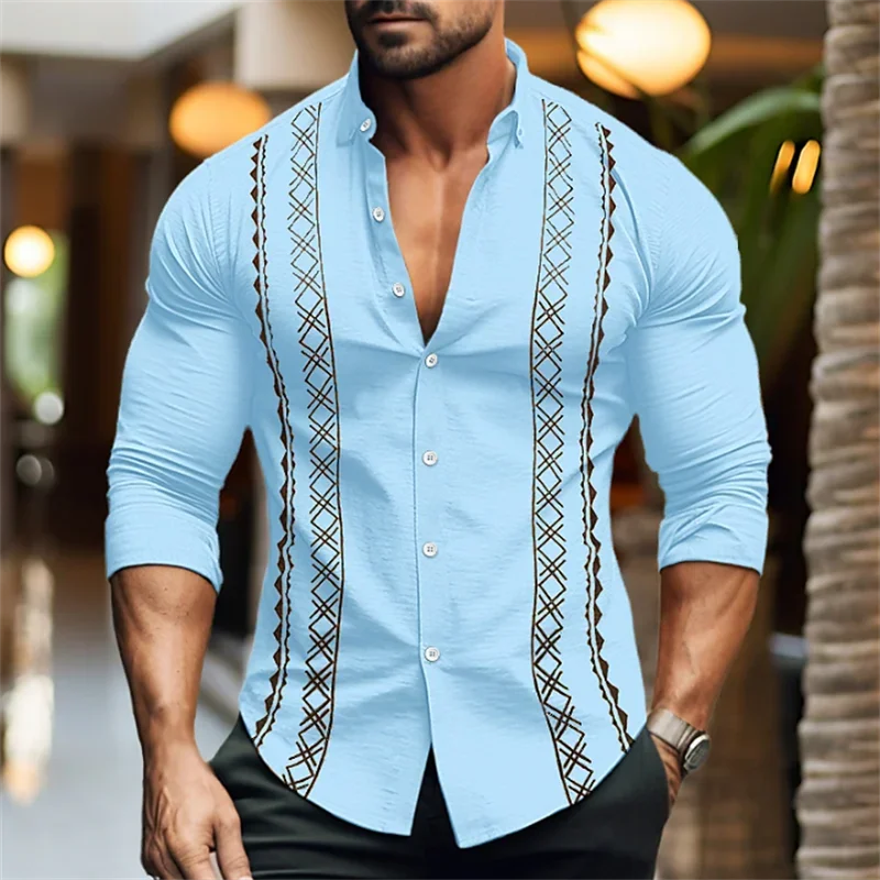 Men Lapel Shirt Button Luxury Party Casual Party Tiger Eagle HD Pattern Plaid Stripe Fashion Sports Comfortable Soft New S-6XL