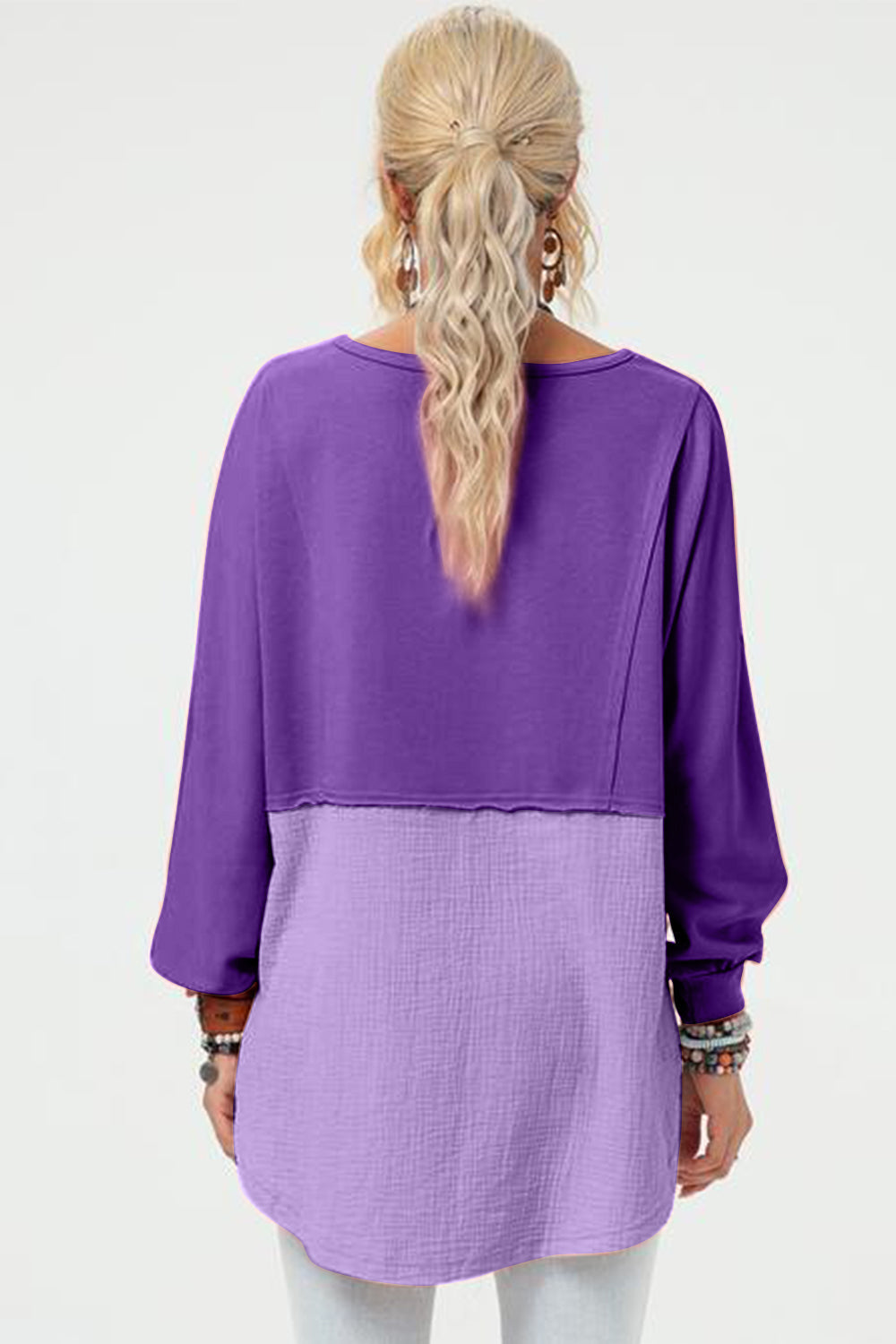 Double Take Full Size Long Sleeve High-Low T-Shirt Trendsi