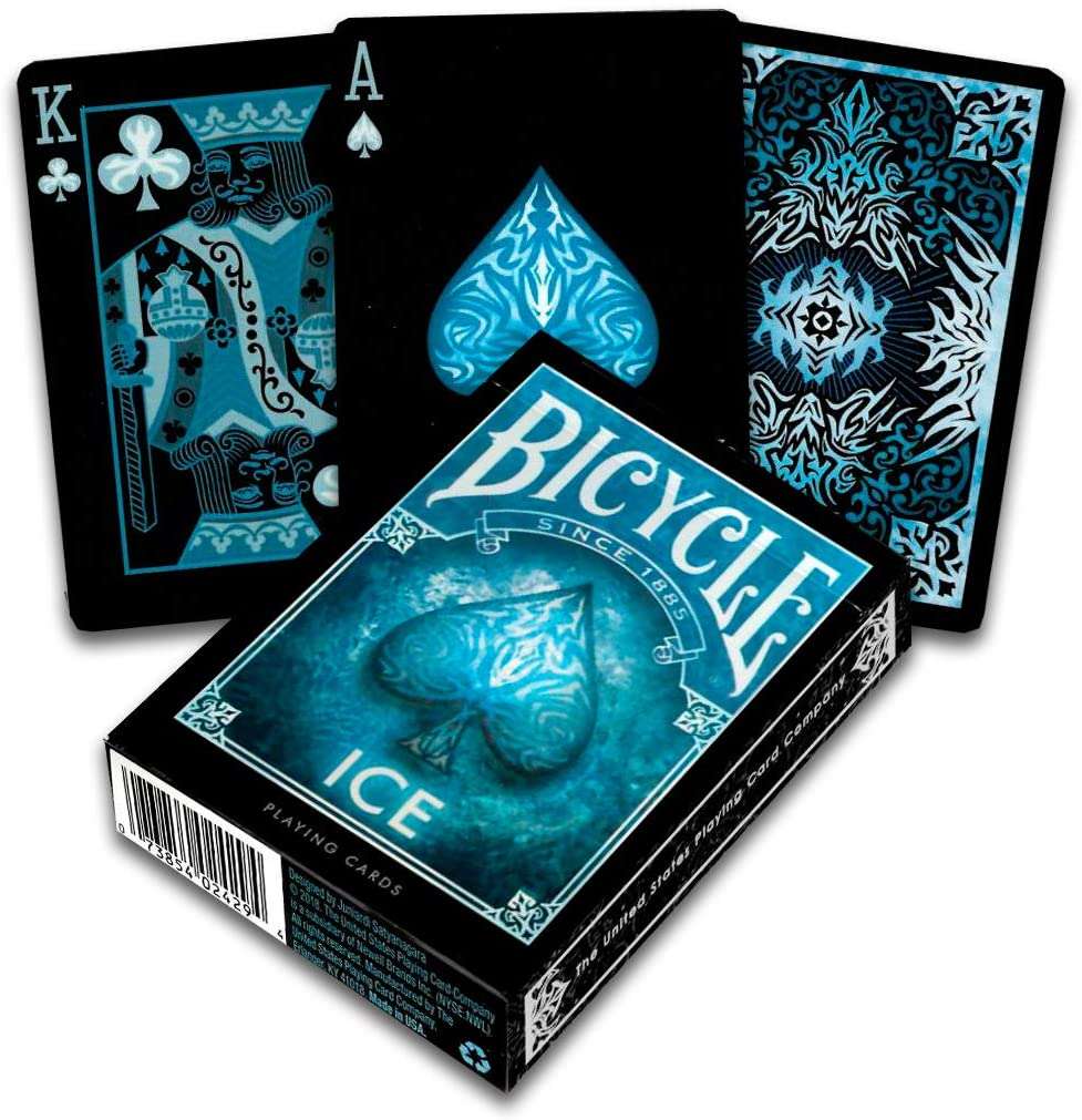 Bicycle Ice Playing Cards – Frozen Cyan & Black Design ClassicDecks