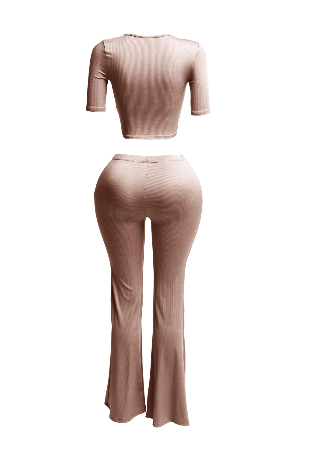Short Sleeve Crop Top & Flare Pants Set The House of Stylez
