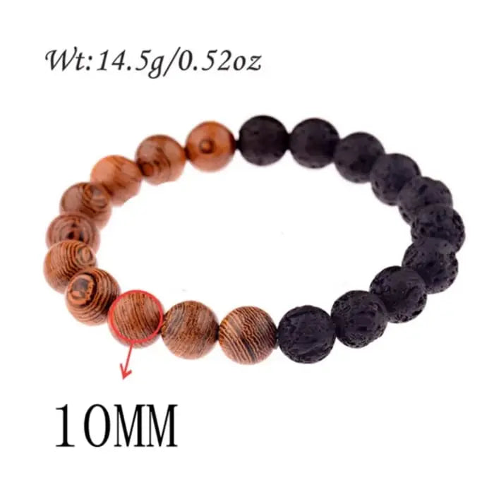 Lava Stone Essential Oil Bracelet - Wood Beads Fuze Body