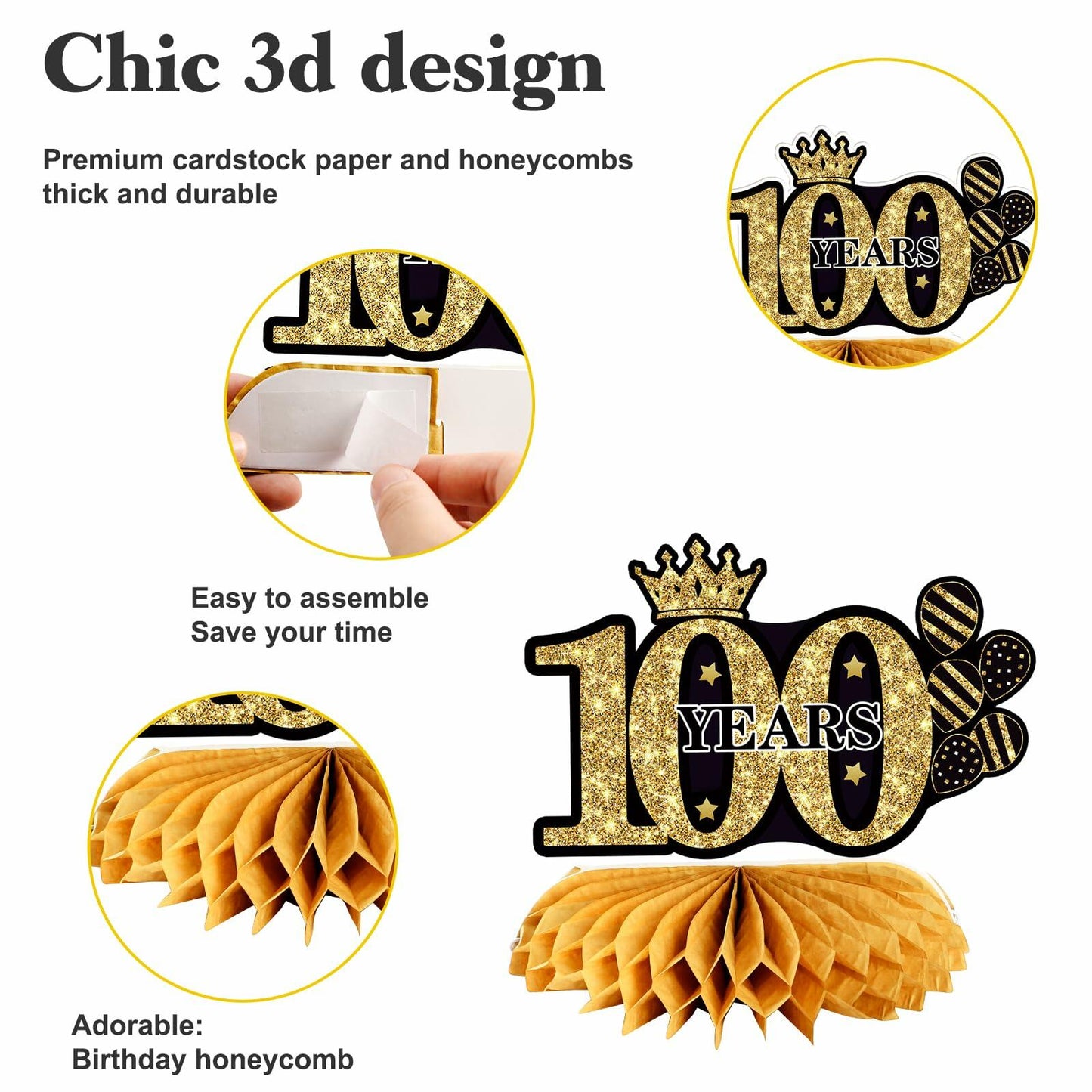 Juesly 50th Birthday Decorations 24PCS Rose Gold Banner Balloons Honeycomb Deal US