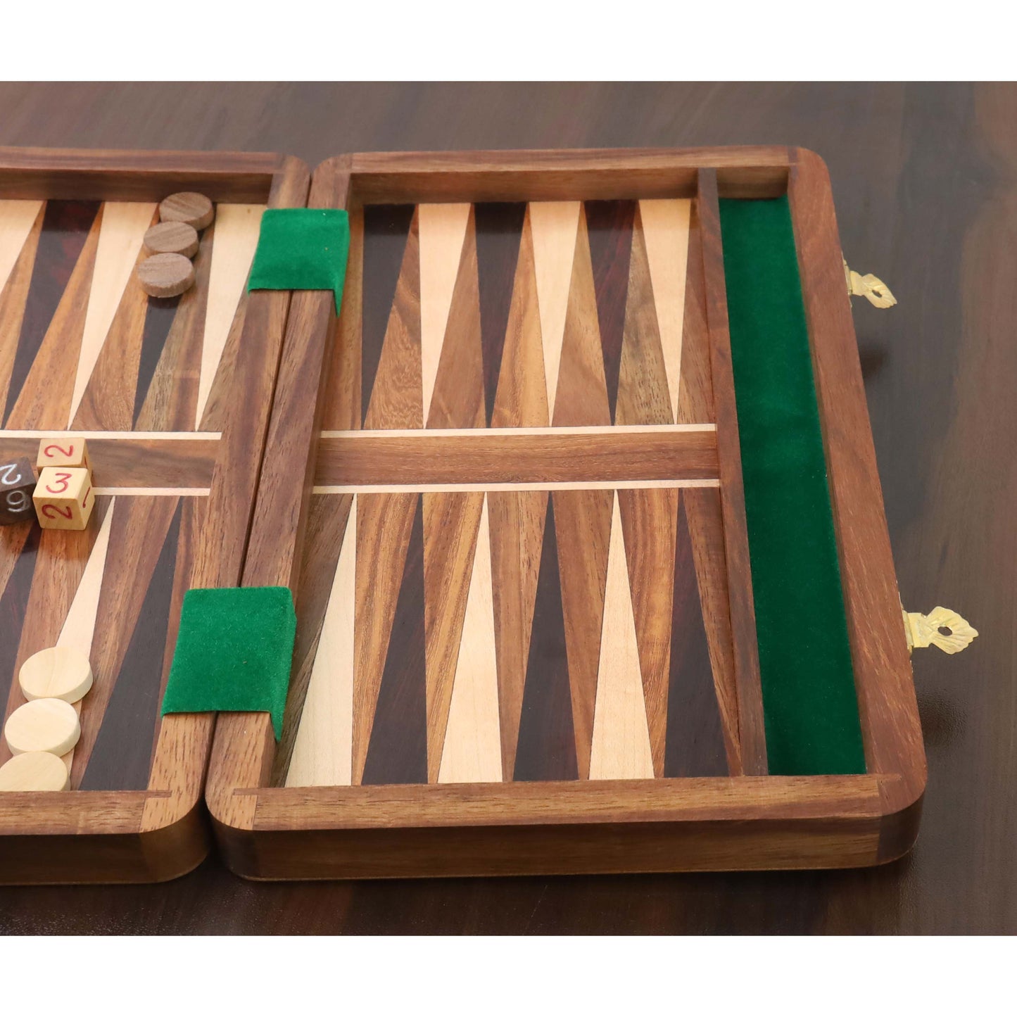 10" Handcrafted Wood Travel Backgammon pieces Set Game Folding Board Royal Chess Mall