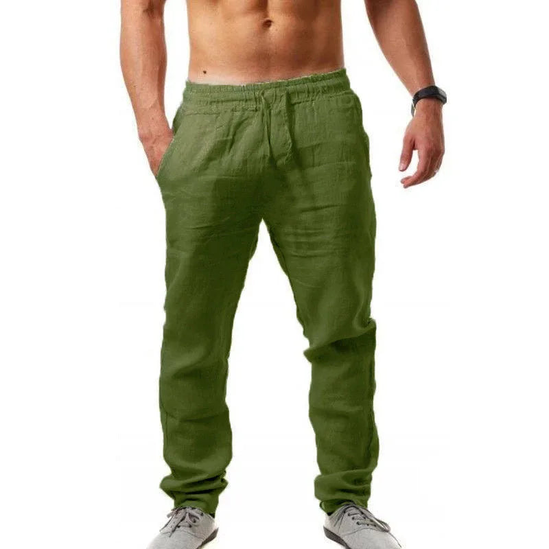 New Men's Cotton Linen Loose Pants Male Summer Casual Solid Color Pants trousers Plus Size M-5XL