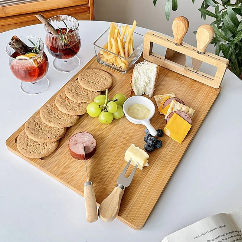 Cheese Plate Suit Snack Plate Platter Bread Board Fruit Dessert Tray Western Food Outdoor Portable Cheese Plate