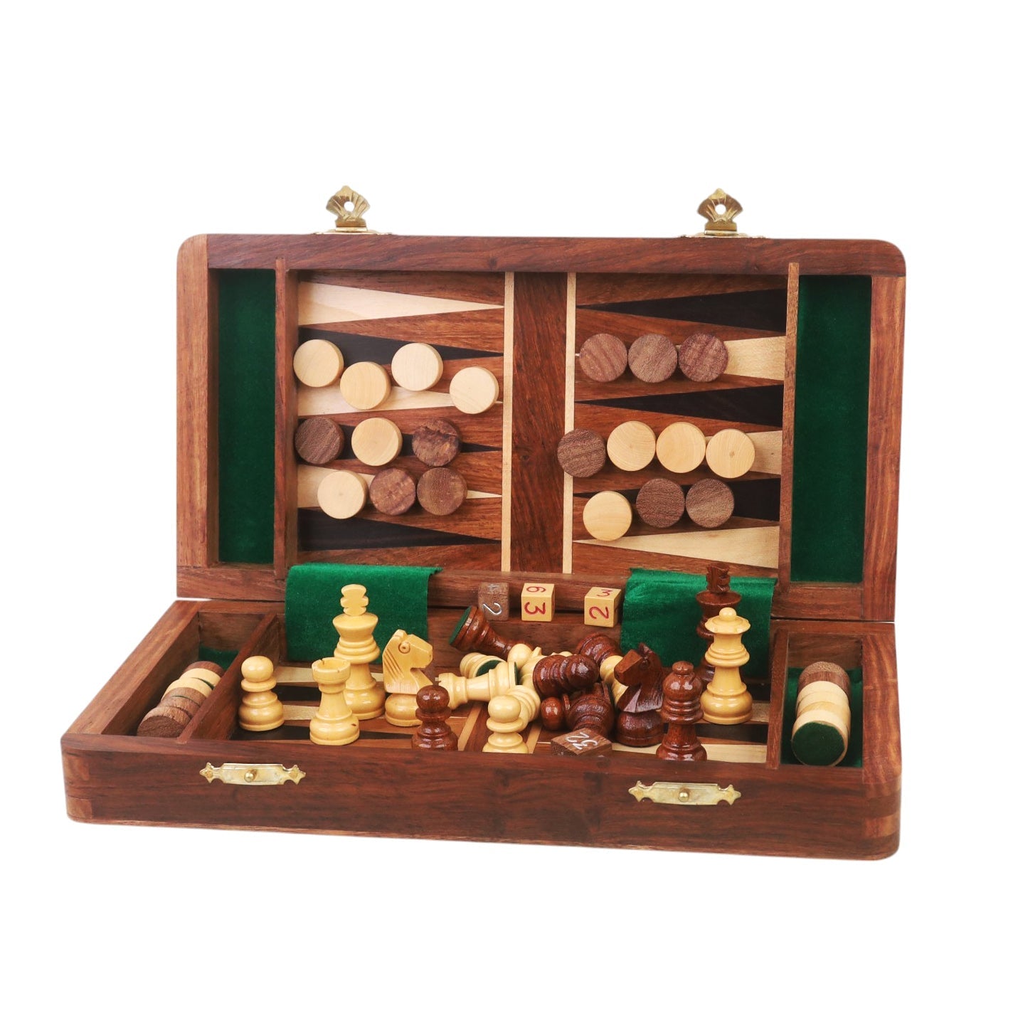 2 in 1 Magnetic Travel Chess & Backgammon set in Golden Rosewood - 10 inches Royal Chess Mall