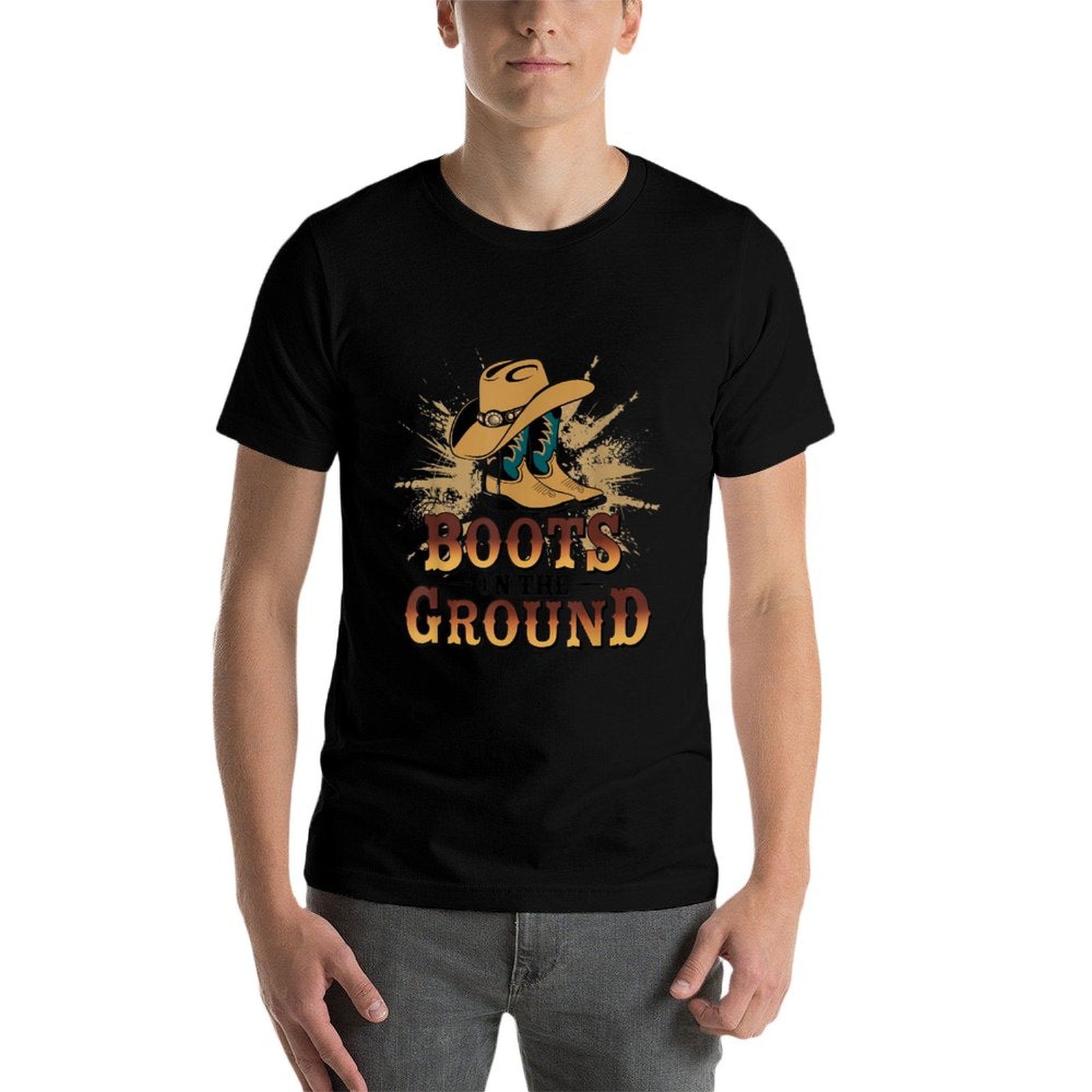 Boots On The Ground Western Cowboy Rodeo Country Eco-friendly Material T-Shirt DOBOER