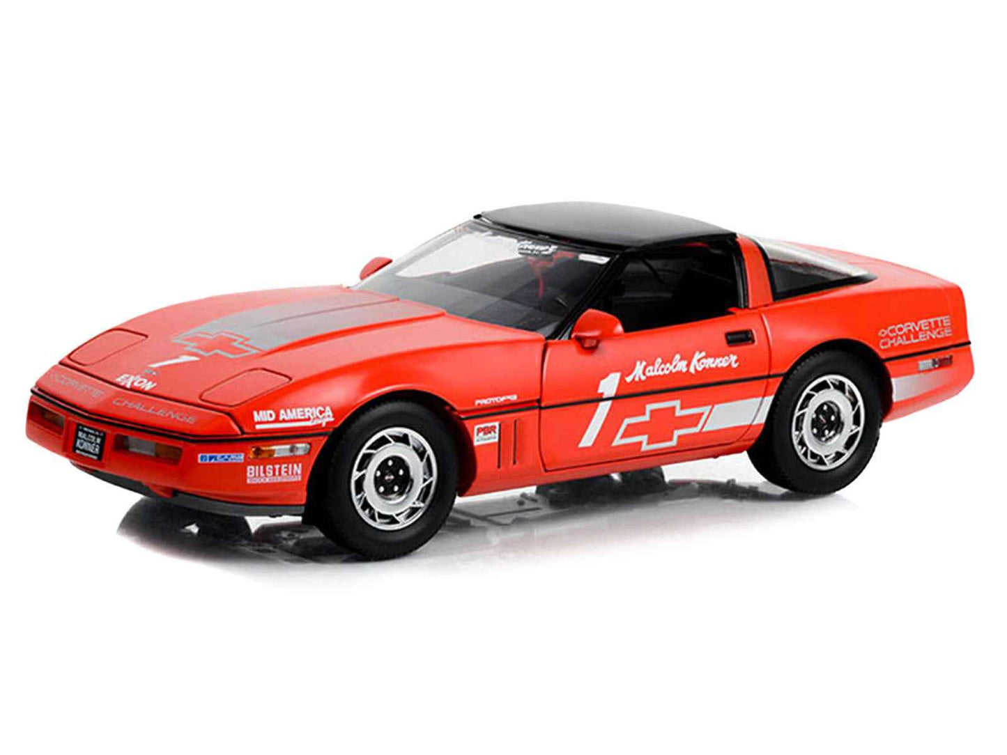 1988 Chevrolet Corvette C4 #1 Malcolm Konner "Corvette Challenge Race Car" Red with Black Top 1/18 Diecast Model Car by Greenlight Miniature Motors