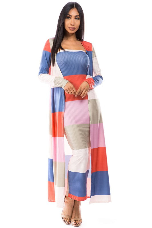 Women's Color Blocks 2-piece Dress Set