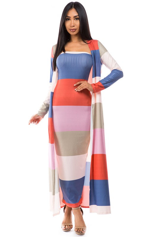 Women's Color Blocks 2-piece Dress Set