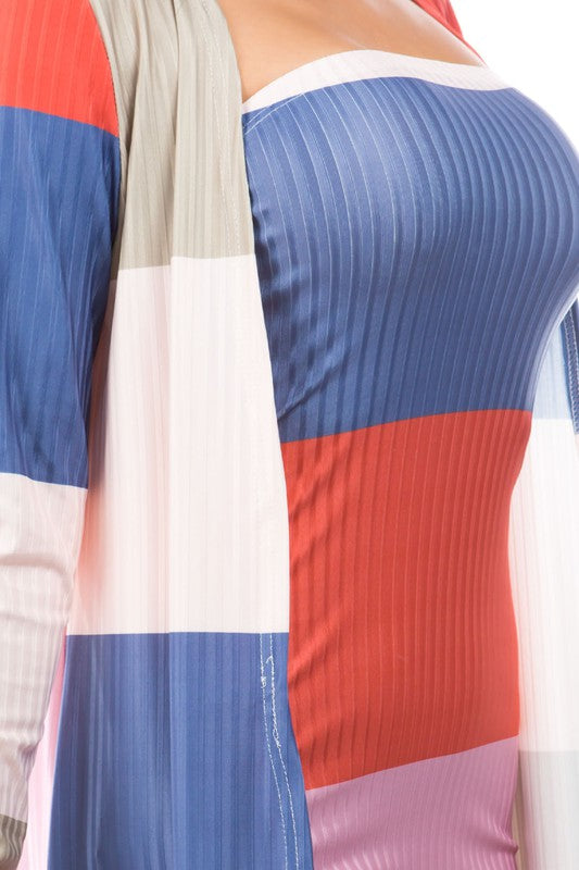 Women's Color Blocks 2-piece Dress Set