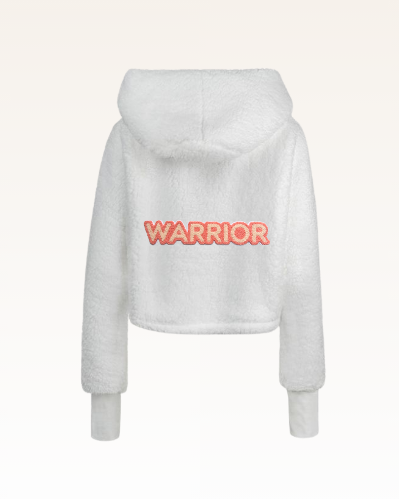 The Warrior Effect™ by Jill Martin Chenille Logo Cropped Sherpa Lounger Jacket Jill Martin