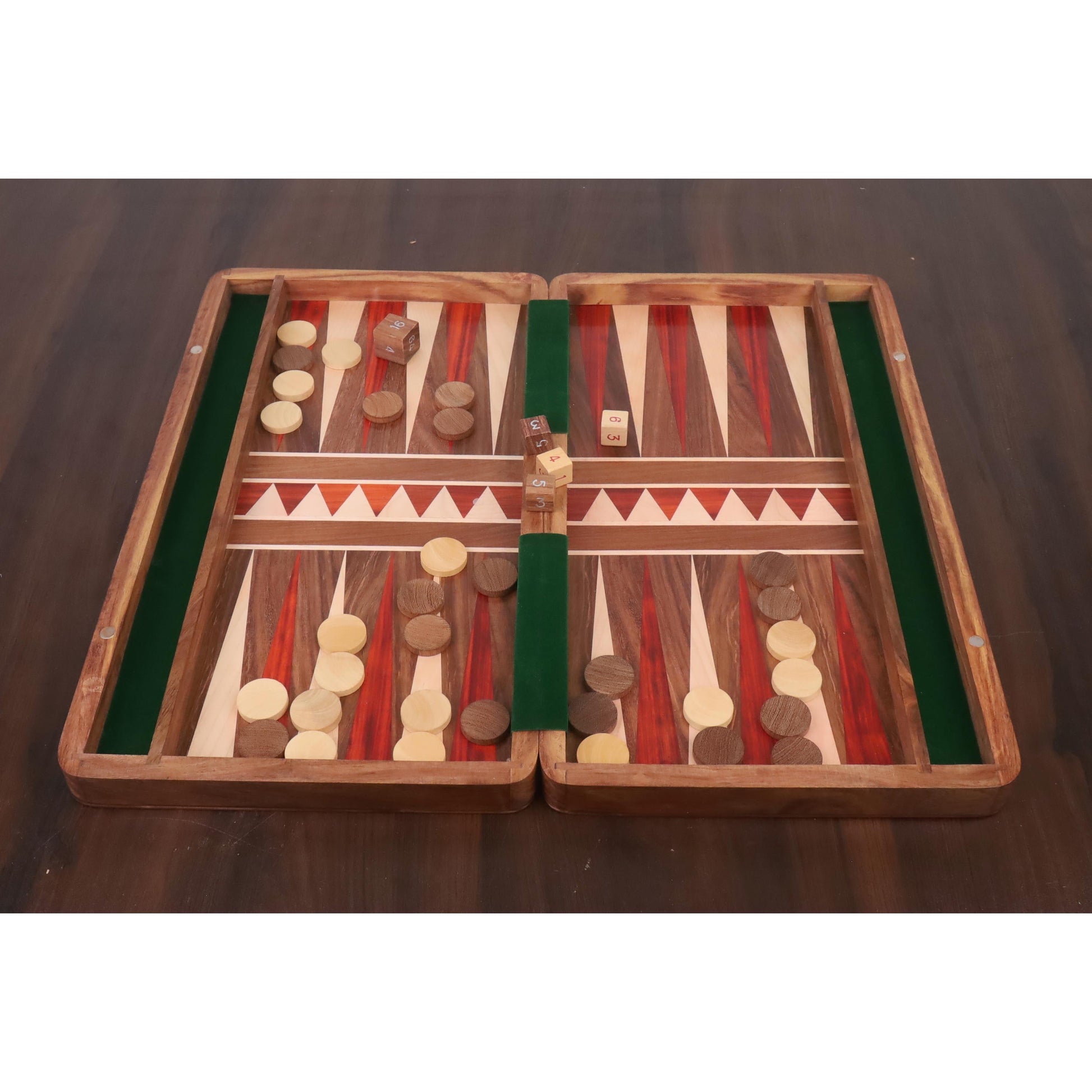 16" Regal Series Luxury Travel Backgammon Set – Golden Rosewood & Bud Rosewood Royal Chess Mall
