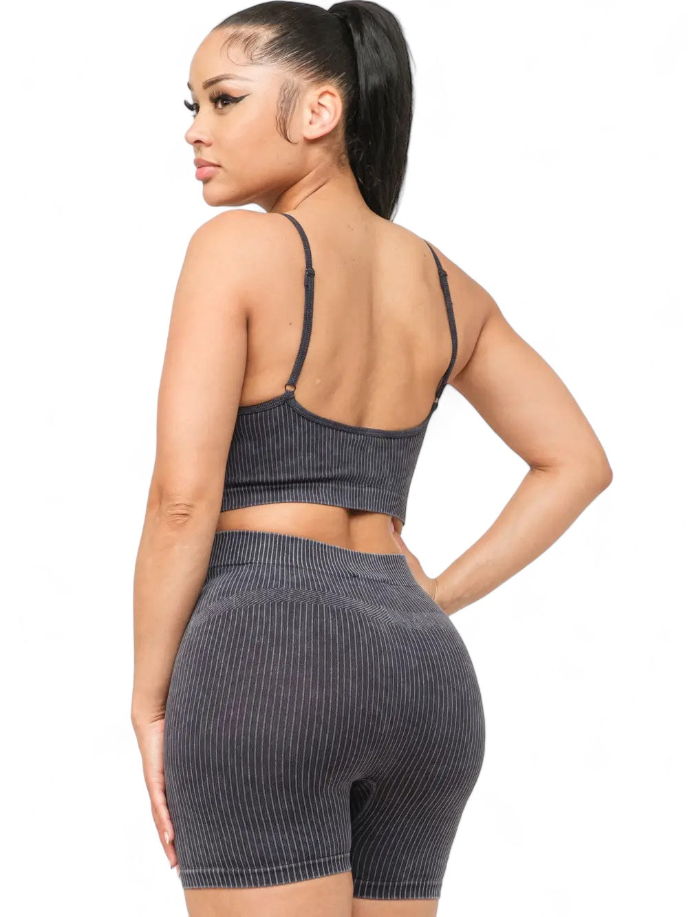 Washed Seamless Basic Tank Top and Shorts Set The House of Stylez