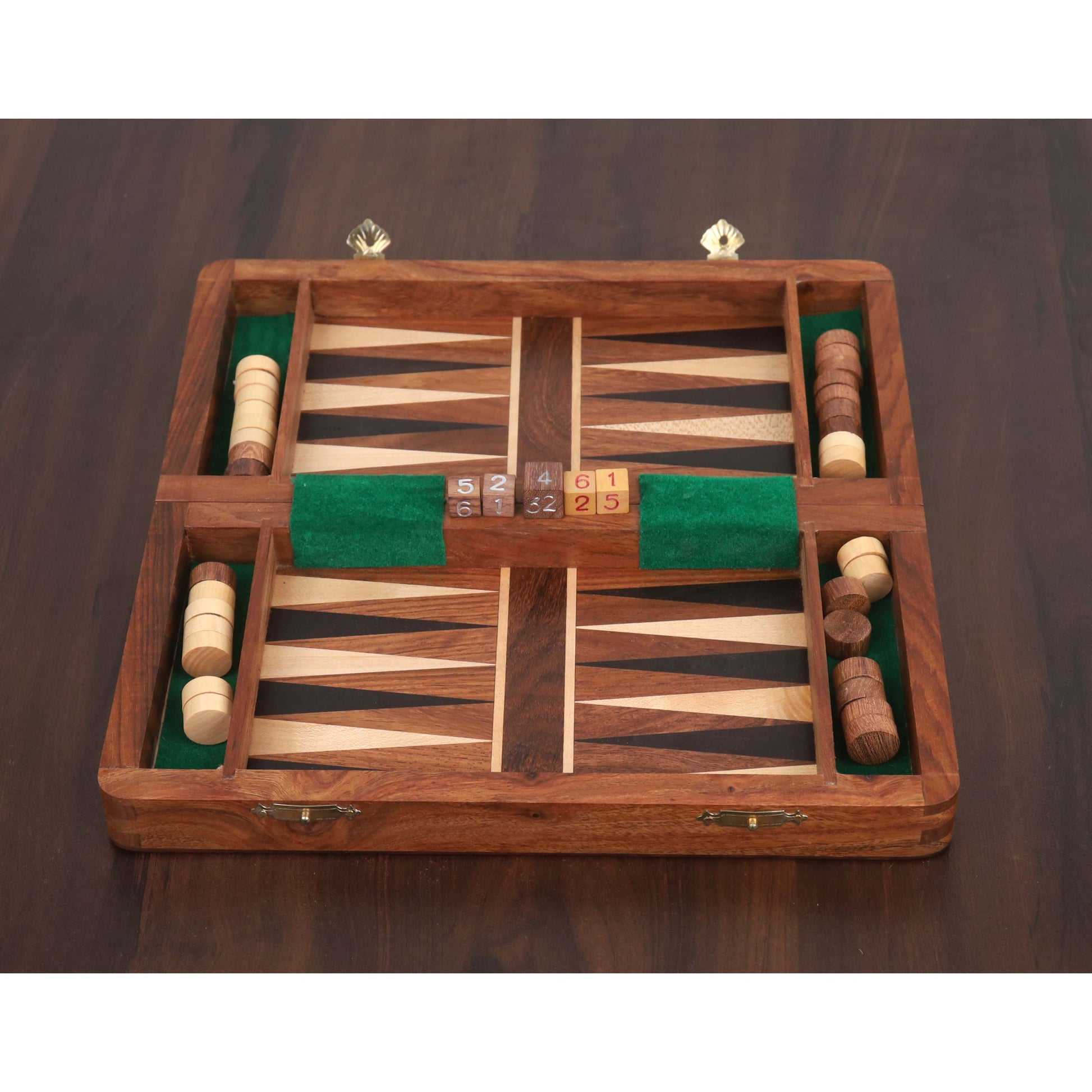 2 in 1 Magnetic Travel Chess & Backgammon set in Golden Rosewood - 10 inches Royal Chess Mall
