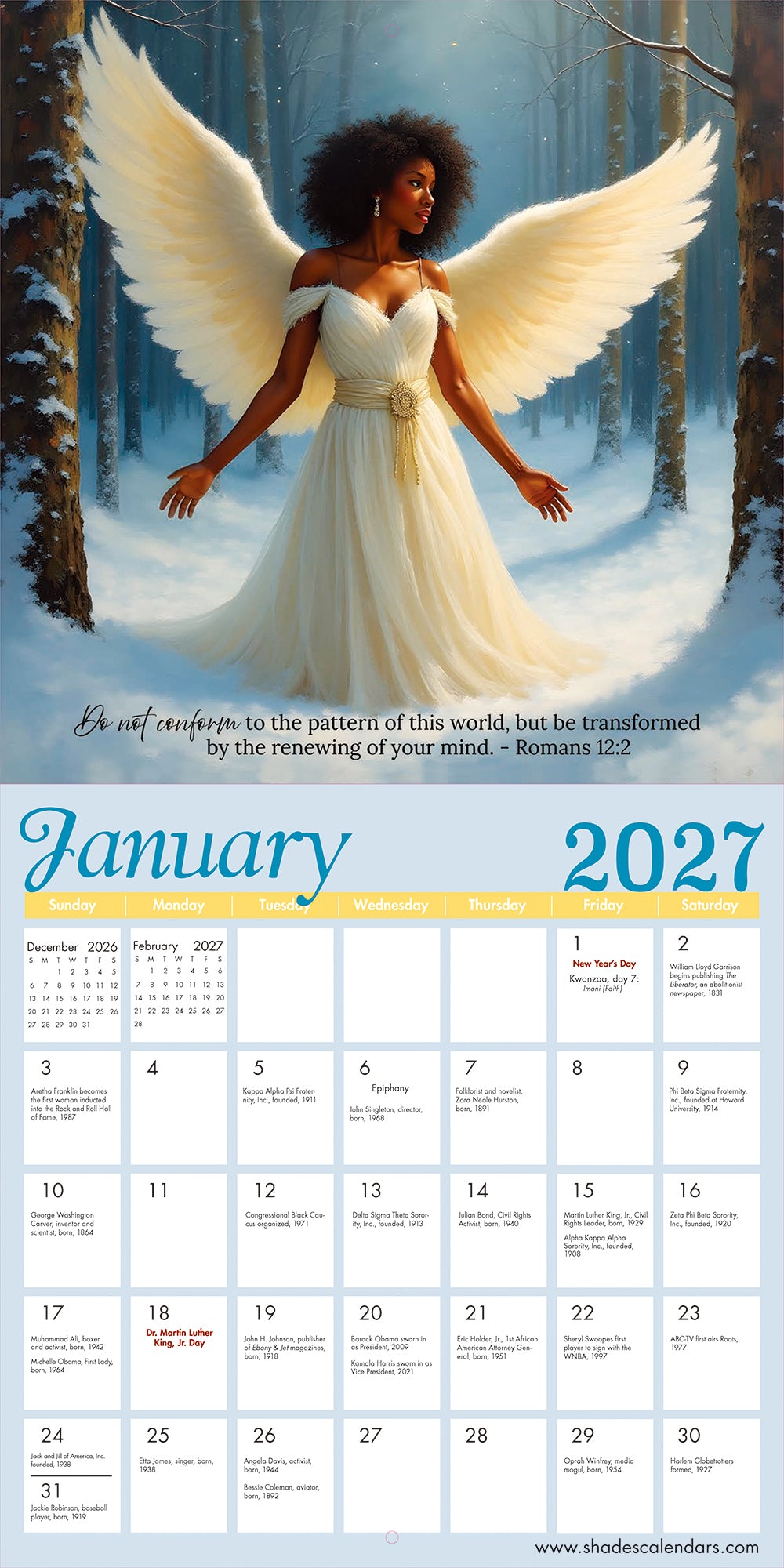 2027 Angelic Light Wall Calendar Shades of Color