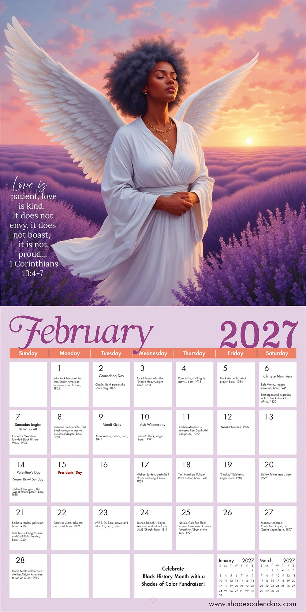 2027 Angelic Light Wall Calendar Shades of Color