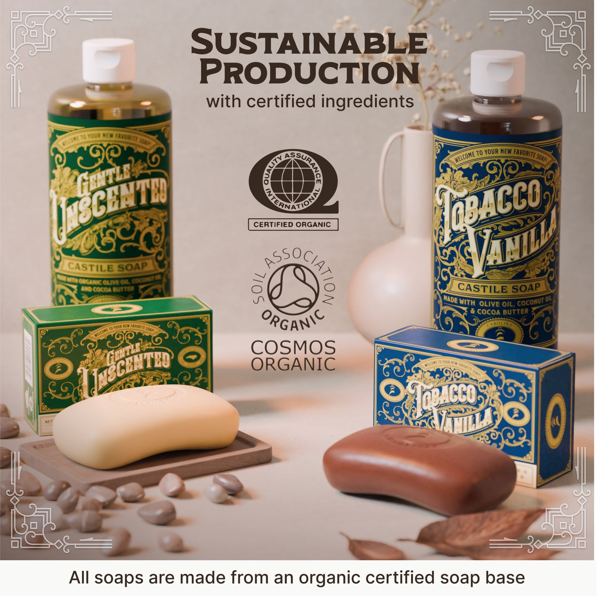 Castile Bar Soap - Gentle Unscented Carolina Castile Soap