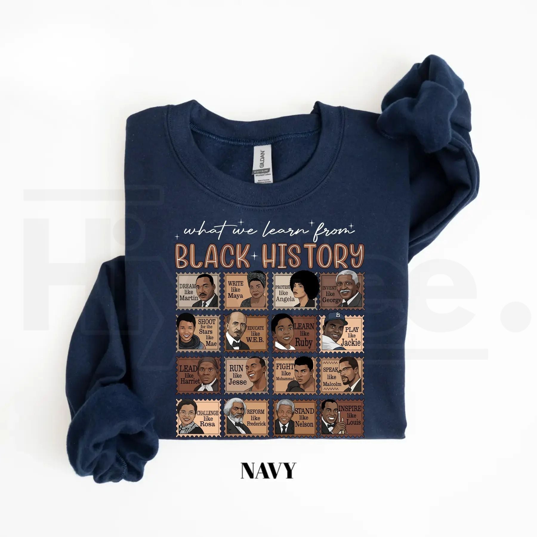 What We Learn From Black History Sweatshirt: Black History Month Pride Crewneck Hiyatee