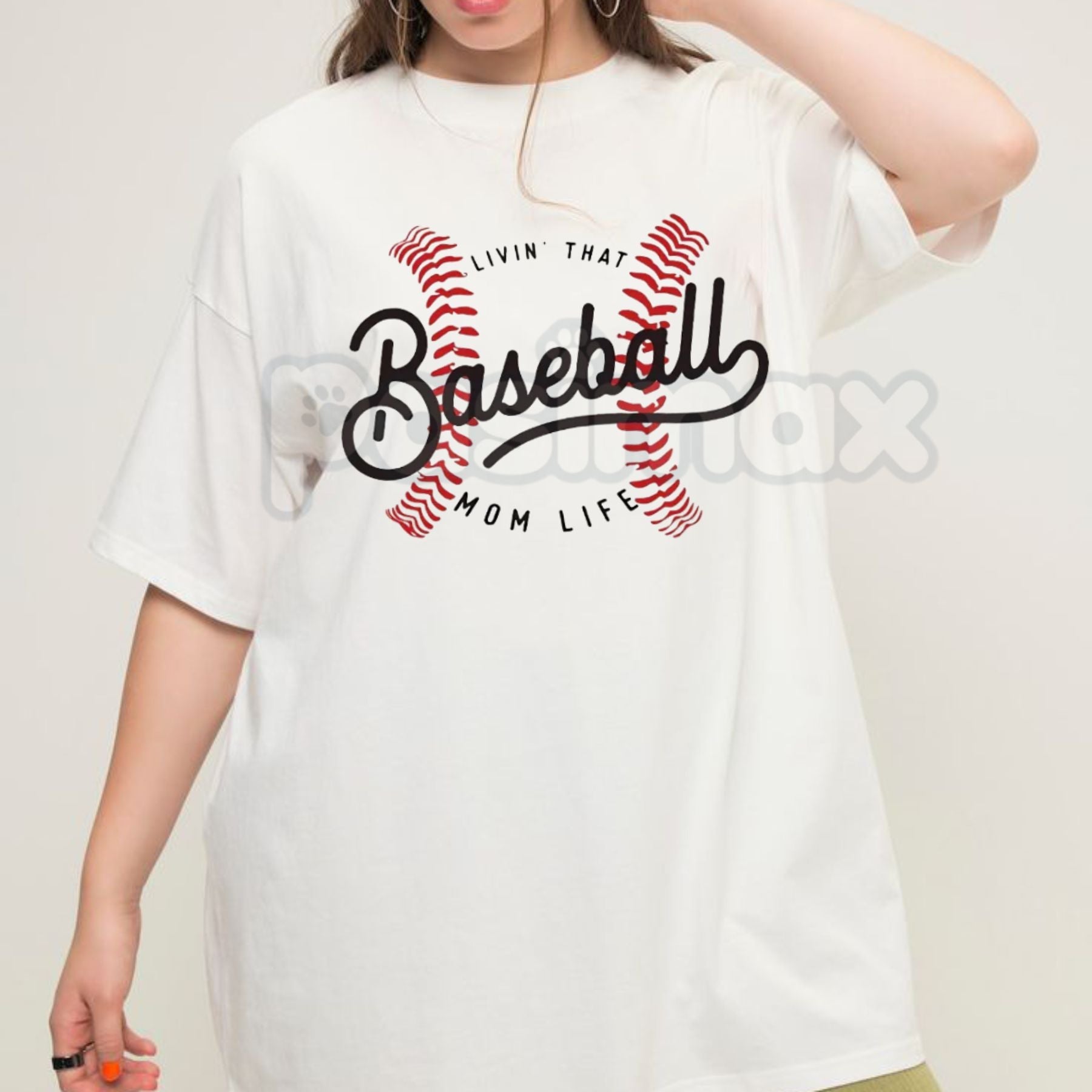 "Livin' That Baseball Mom Life" Short Sleeve Crew Neck - Premium 100% Cotton Baseball Mom Graphic Tee, Game Day Sports Mom Gift, Soft Lived-In Heavyweight Bleacher Life Shirt, Cactus & Clay Aesthetic Baseball Top, Made in USA Team Mom Apparel Pasimax