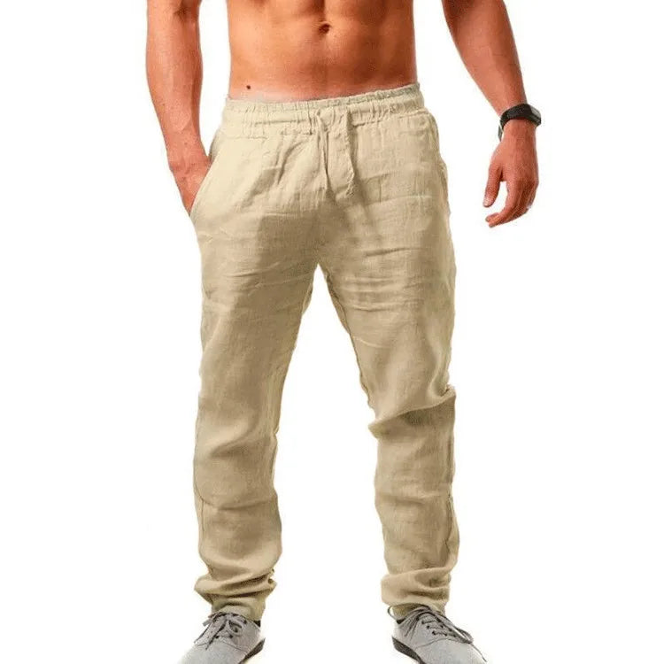 New Men's Cotton Linen Loose Pants Male Summer Casual Solid Color Pants trousers Plus Size M-5XL