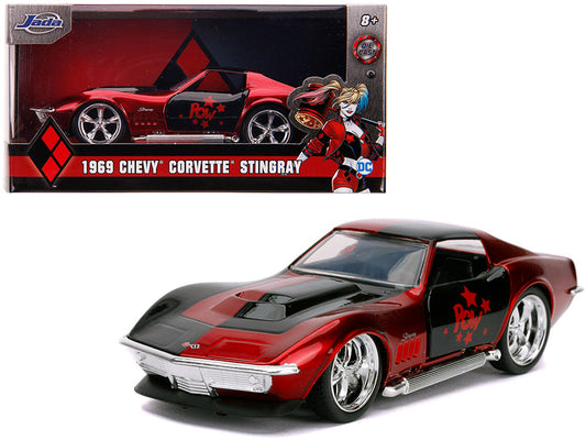 1969 Chevrolet Corvette Stingray "Harley Quinn" "DC Comics" "Hollywood Rides" Series 1/32 Diecast Model Car by Jada VYSN