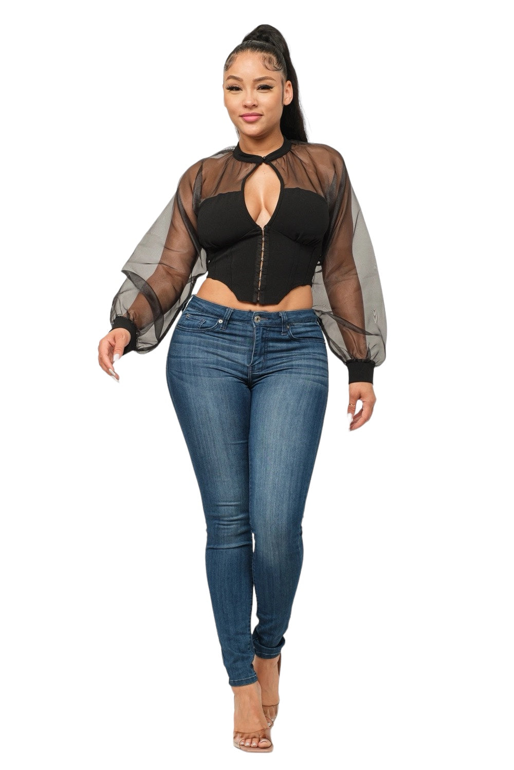 Front Hook and Eyelet Front Keyhole Button Top The House of Stylez