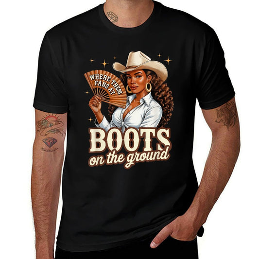 Boots On Ground Juneteenth Cowgirl Western Rodeo Black Women Odor-resistant T-Shirt DOBOER
