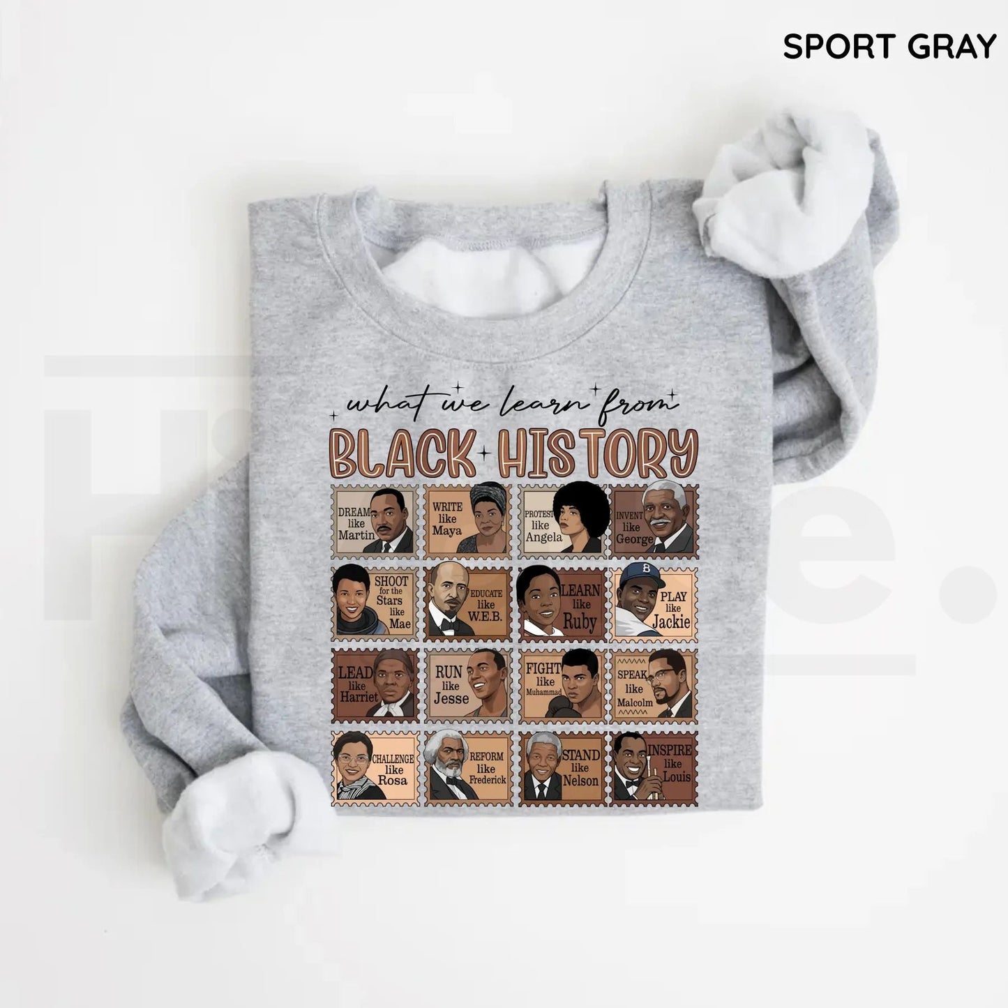 What We Learn From Black History Sweatshirt: Black History Month Pride Crewneck Hiyatee