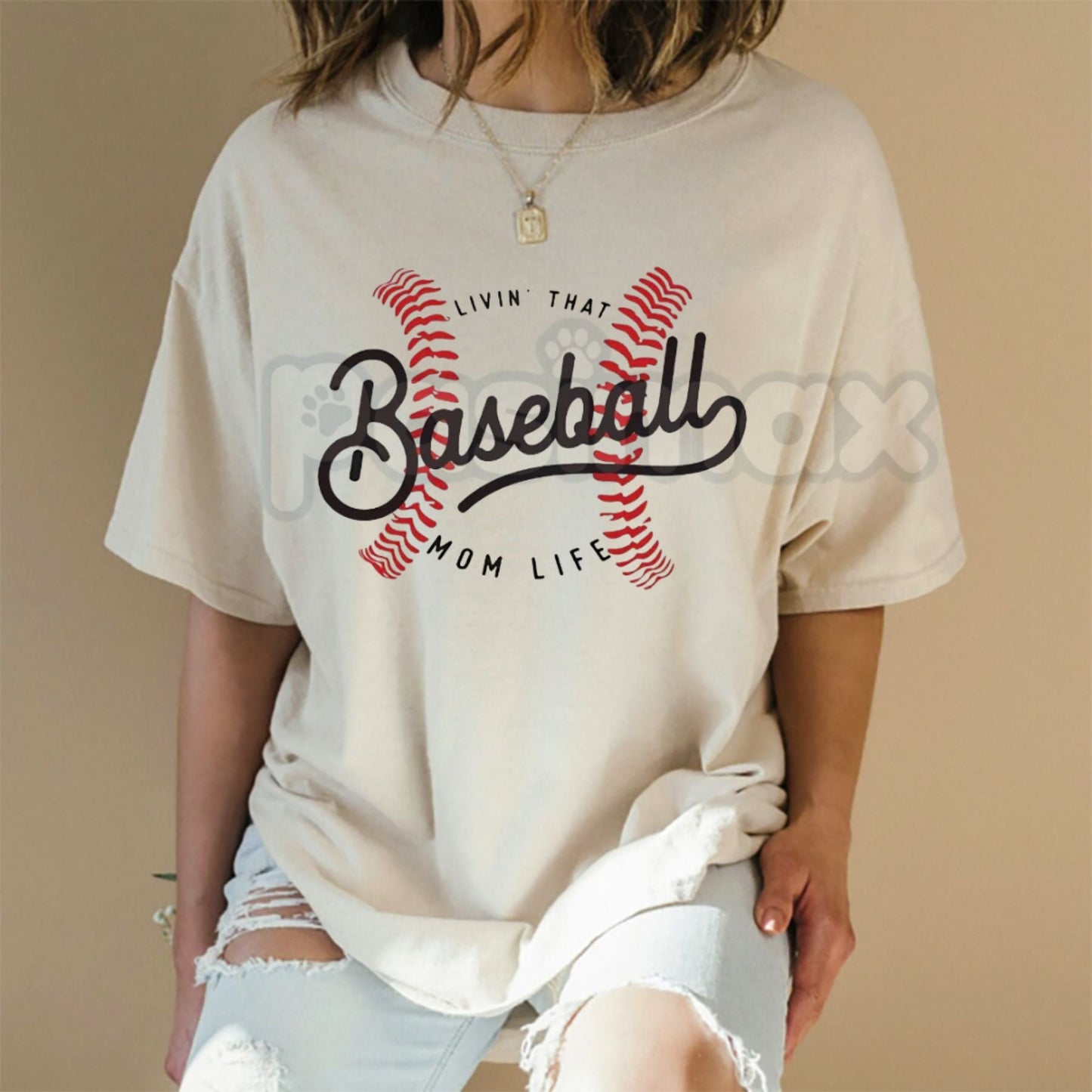 "Livin' That Baseball Mom Life" Short Sleeve Crew Neck - Premium 100% Cotton Baseball Mom Graphic Tee, Game Day Sports Mom Gift, Soft Lived-In Heavyweight Bleacher Life Shirt, Cactus & Clay Aesthetic Baseball Top, Made in USA Team Mom Apparel Pasimax