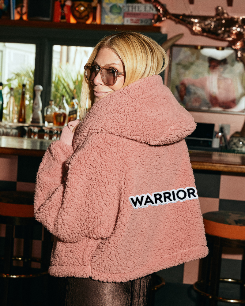 The Warrior Effect™ by Jill Martin Chenille Logo Cropped Sherpa Lounger Jacket Jill Martin