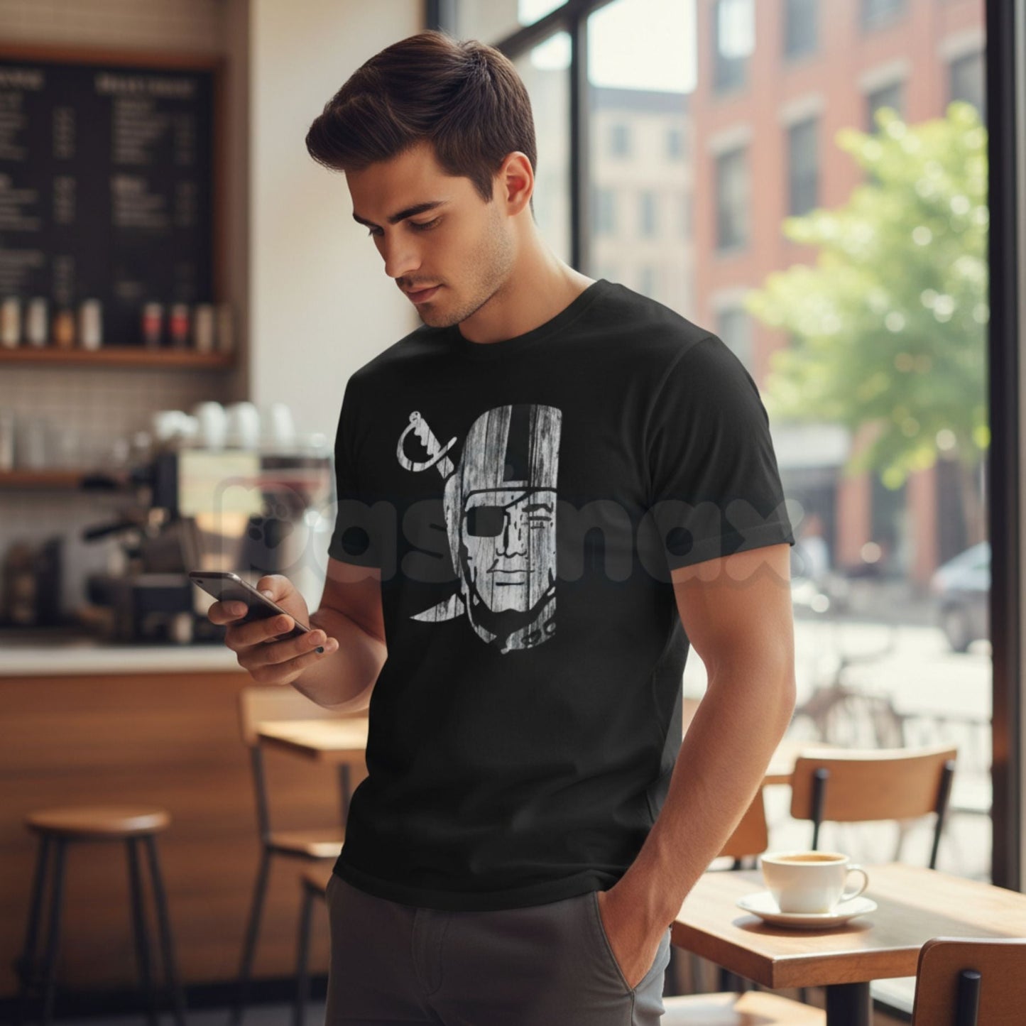 "Raider Nation" Silver & Black T-Shirt – Classic Football Fan Graphic Tee, Premium 100% Cotton Gameday Top, Soft Lived-In Heavyweight Unisex Raider Gear, Made in USA Pasimax
