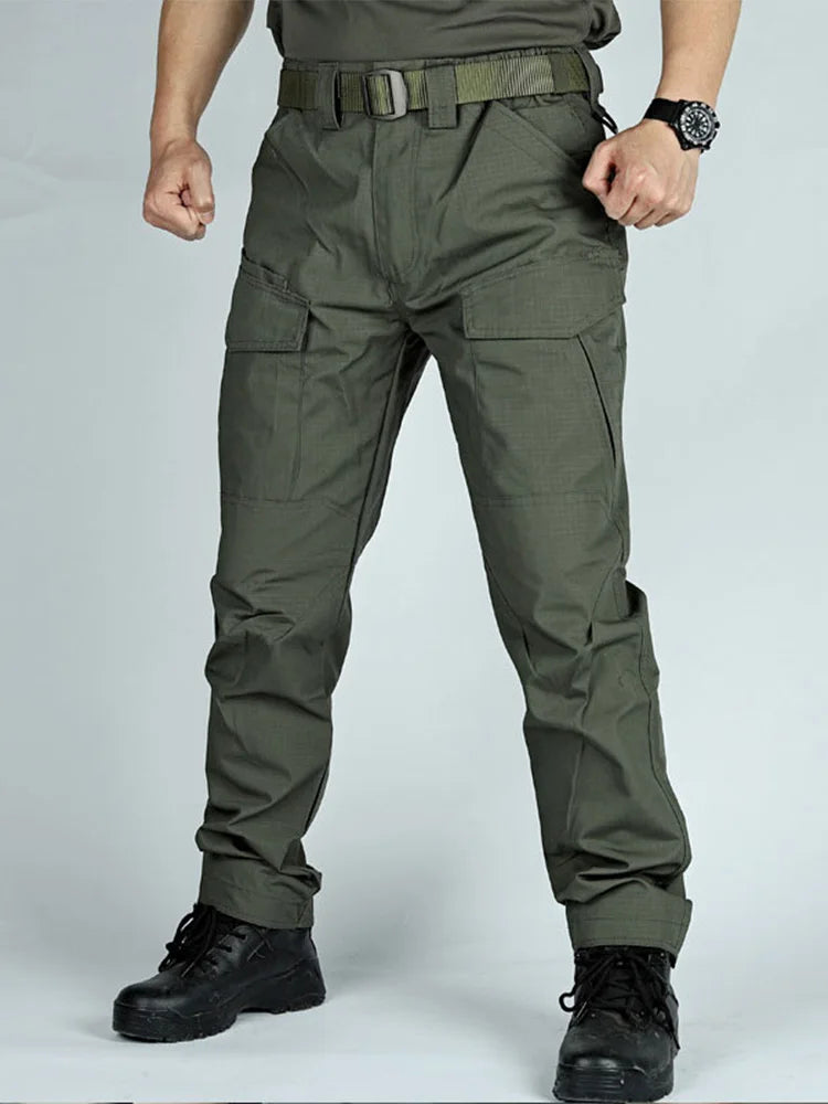 Spring and Summer Multi Pocket Waterproof Tactical Cargo Pants Men's Outdoor Ventilation Checkered Wear-resistant Work Trousers