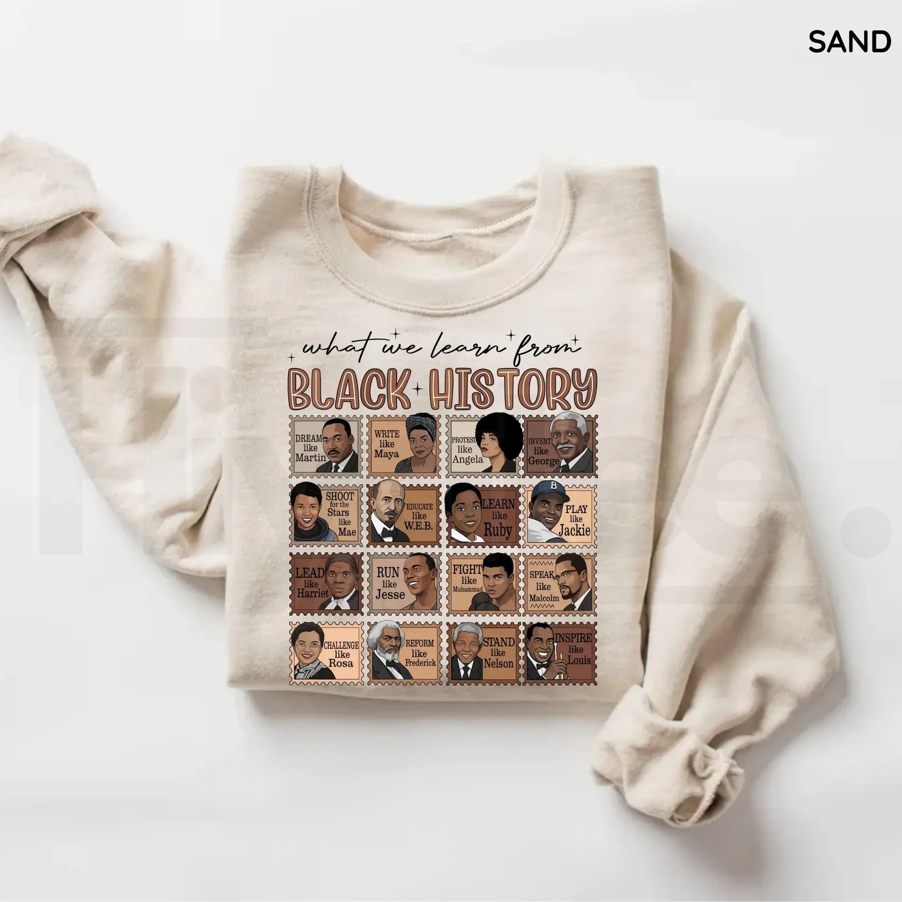 What We Learn From Black History Sweatshirt: Black History Month Pride Crewneck Hiyatee