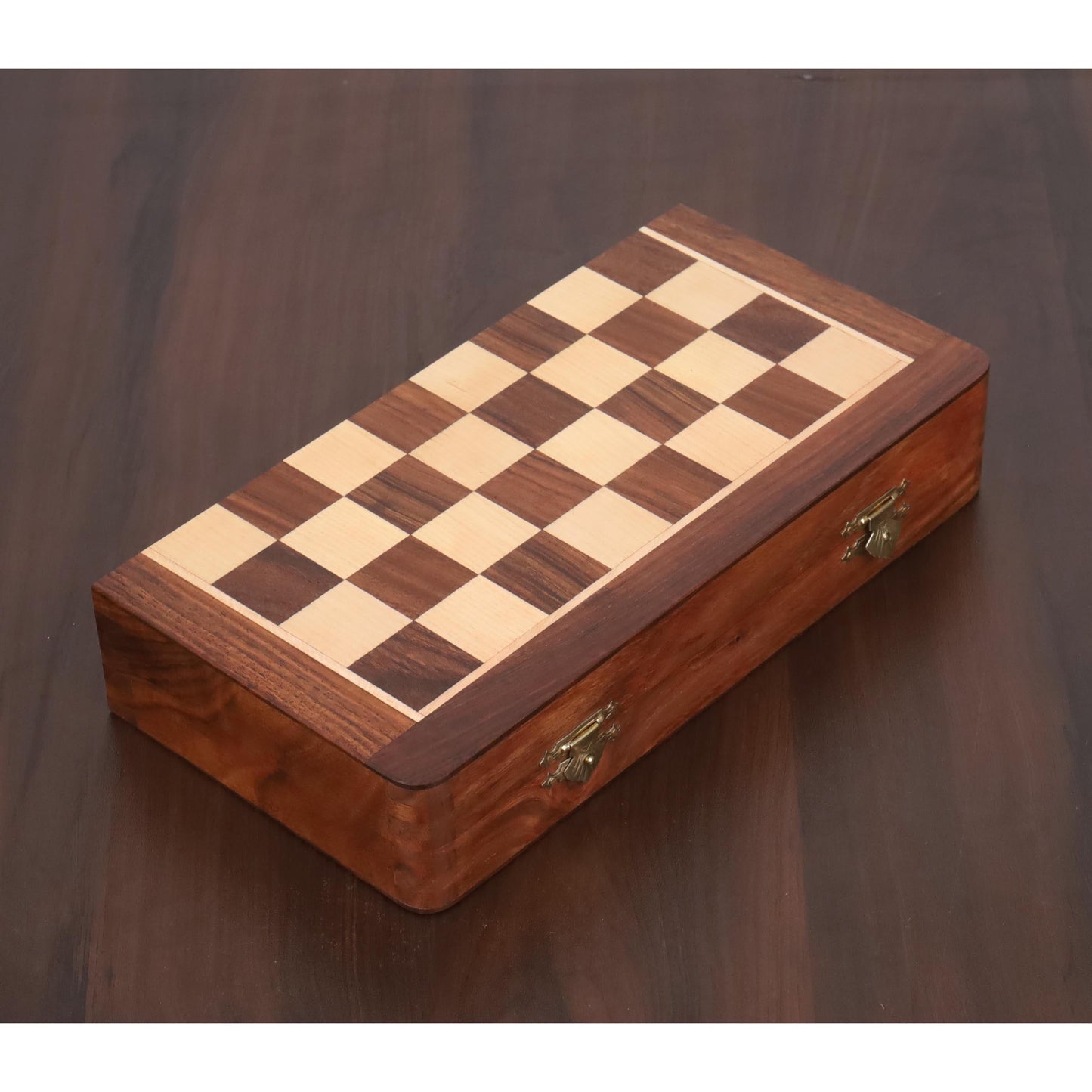 2 in 1 Magnetic Travel Chess & Backgammon set in Golden Rosewood - 10 inches Royal Chess Mall