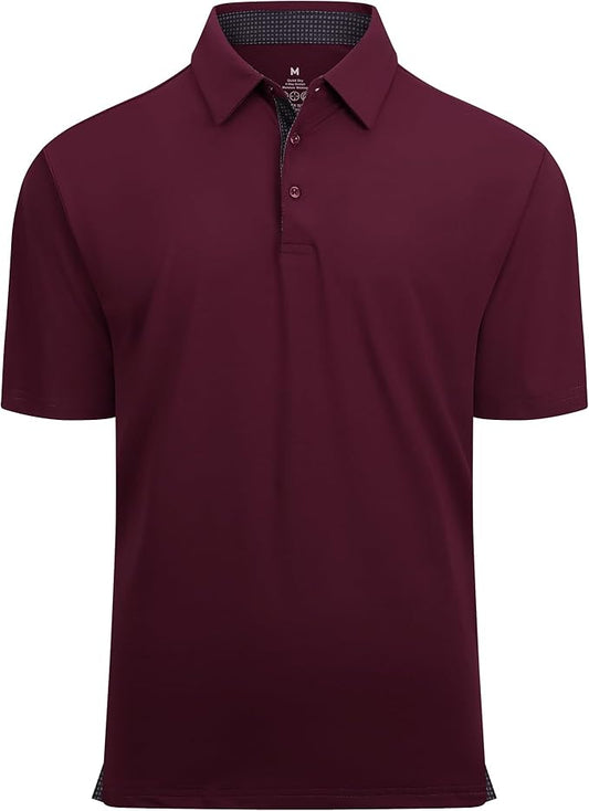 Alex Vando Mens Golf Shirt Moisture Wicking Quick-Dry Solid Short Sleeve Polo Shirts for Men IronWave Fitness