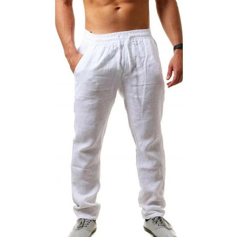 New Men's Cotton Linen Loose Pants Male Summer Casual Solid Color Pants trousers Plus Size M-5XL