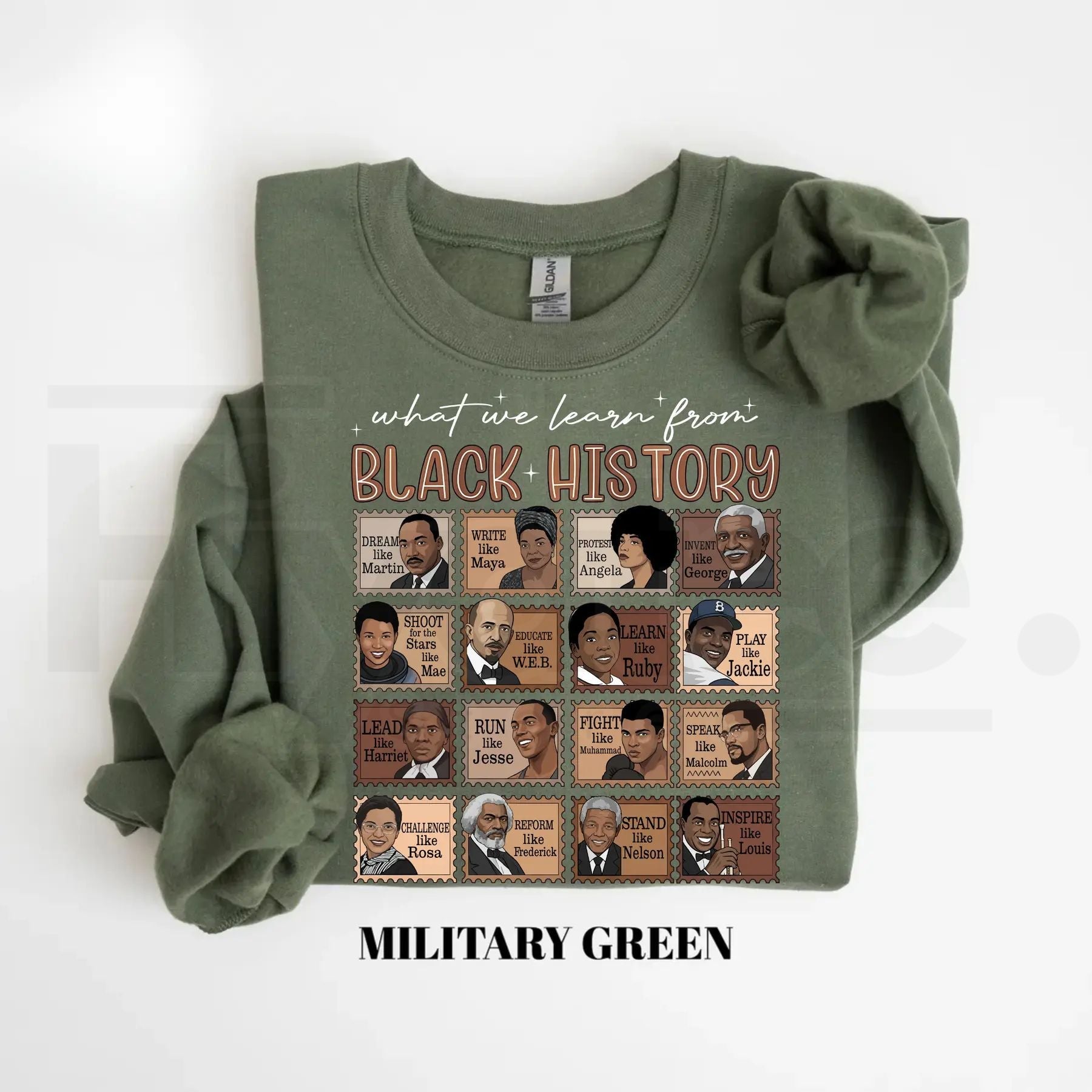 What We Learn From Black History Sweatshirt: Black History Month Pride Crewneck Hiyatee